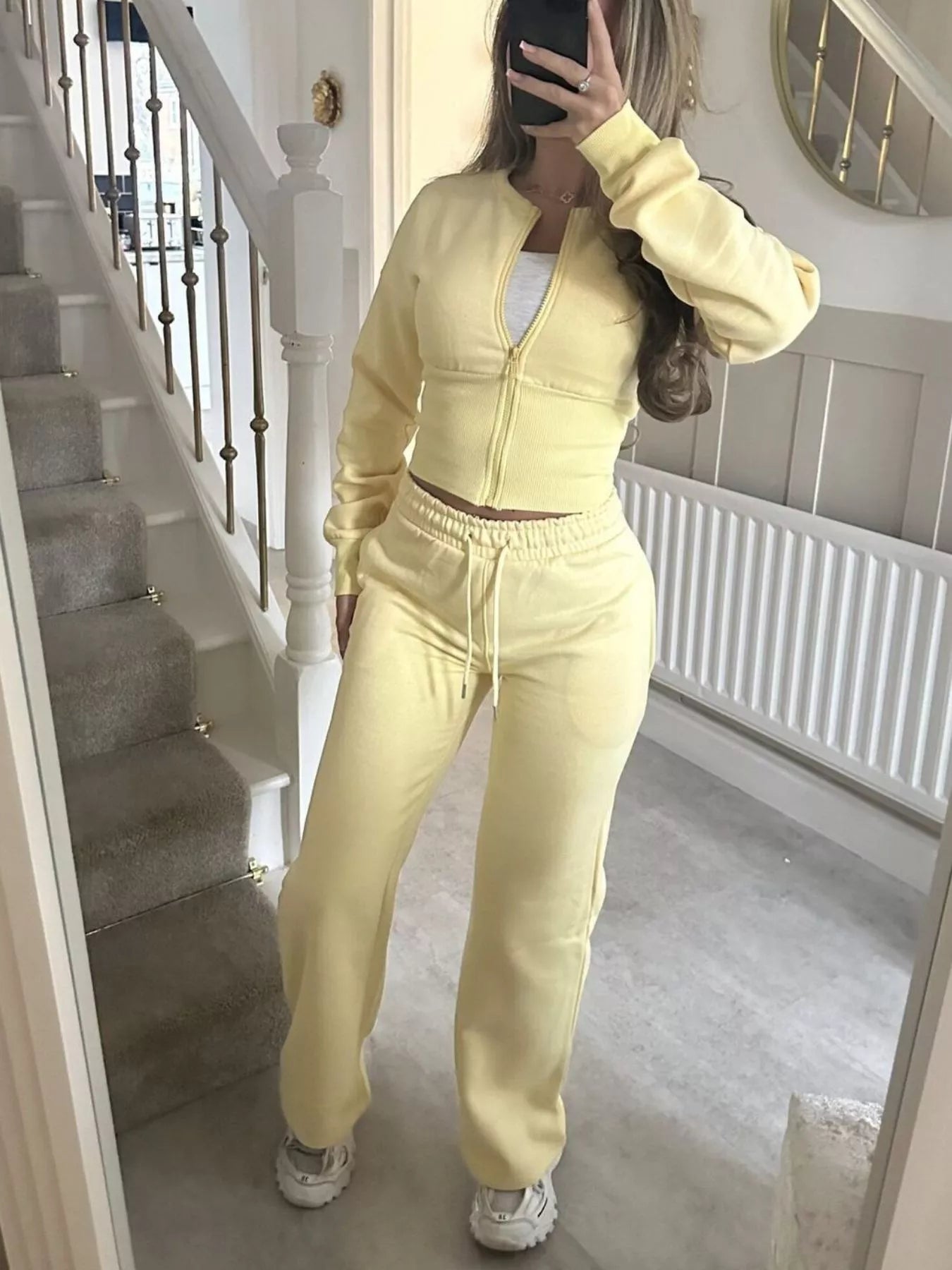 Trendsi Zip-Up Crop Hoodie and High-Waisted Pants Set -