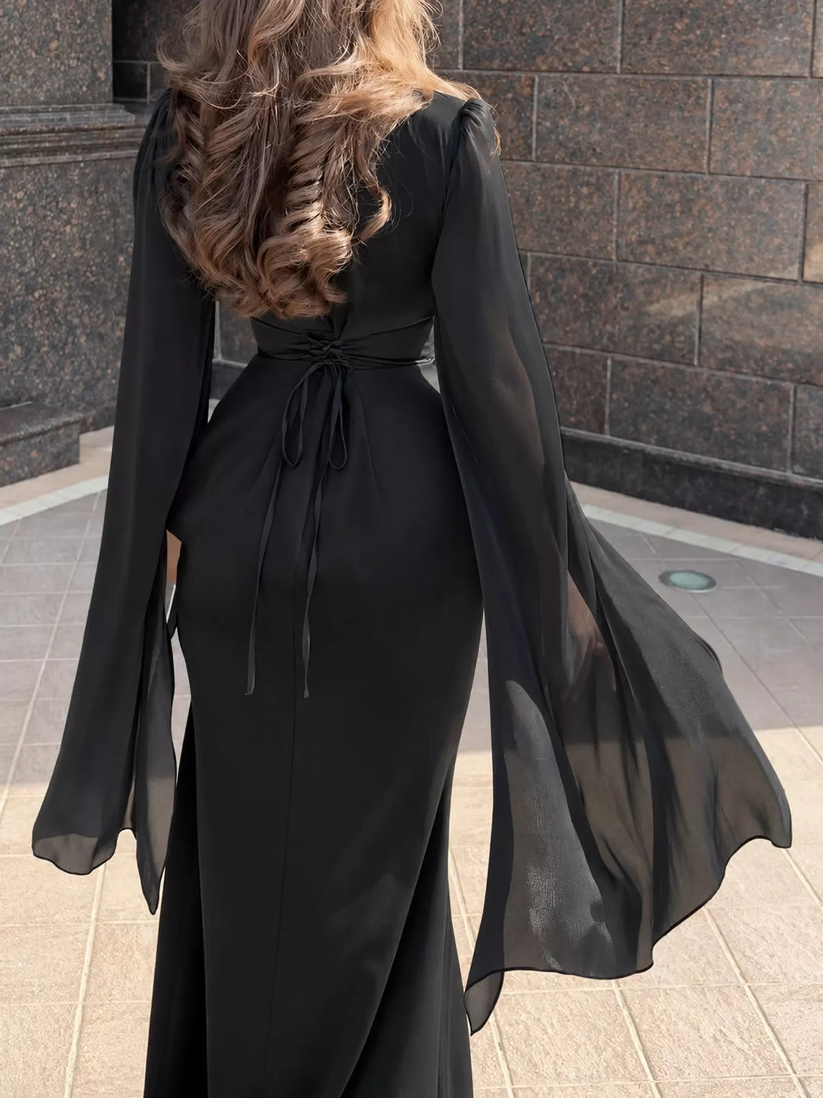 Round Neck Maxi Dress — back view