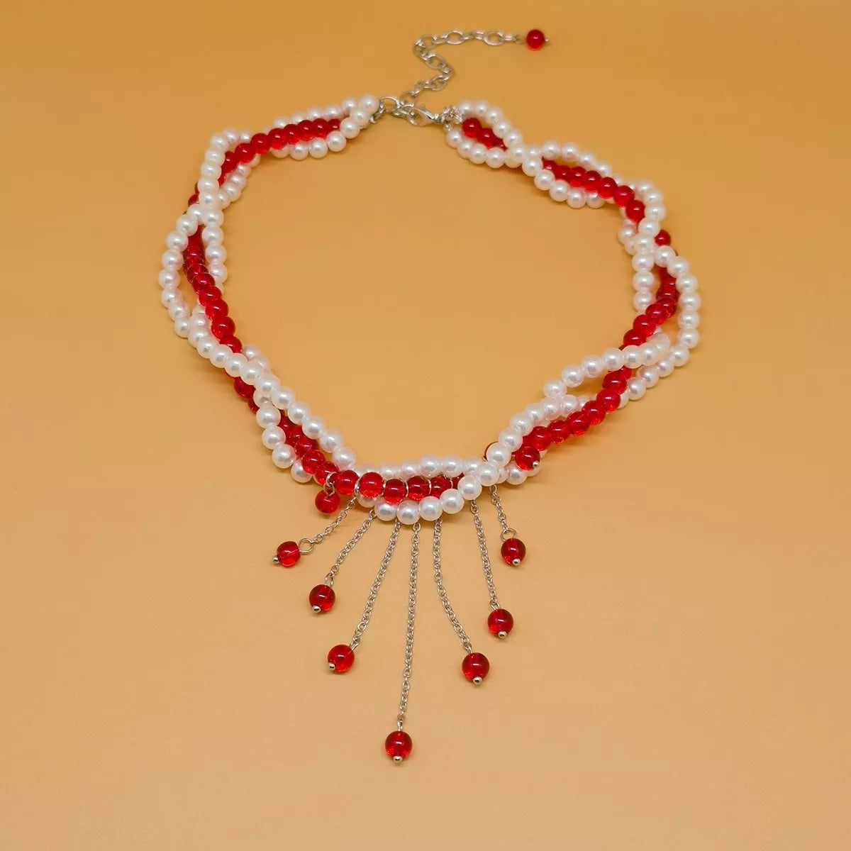 Trendsi Twisted Bead Tassel Necklace -