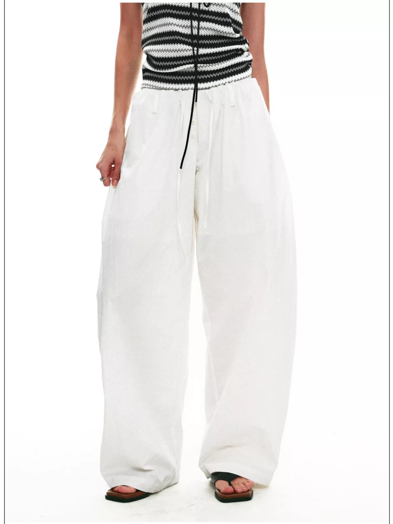 Drawstring wide-leg pants