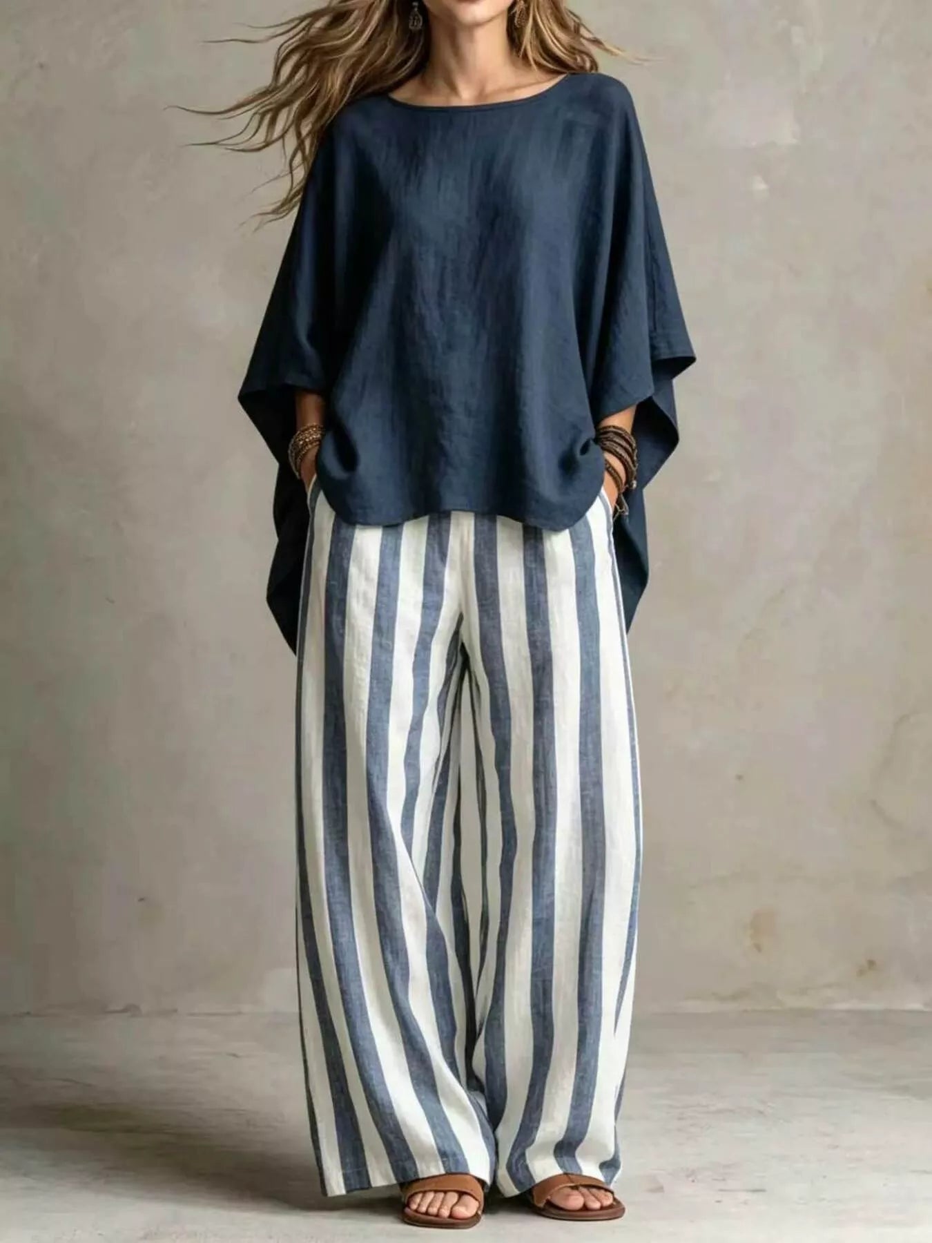 Trendsi Full Size Solid Color Top and Pants Set Plus Size -