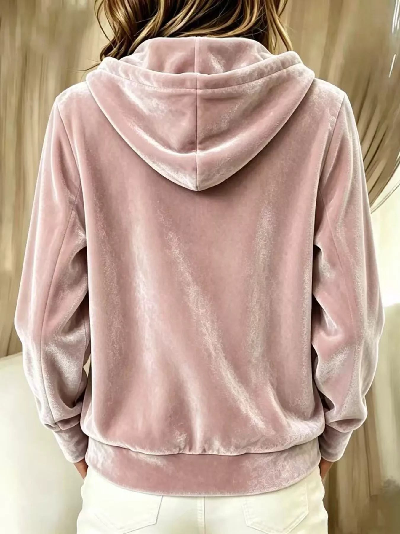 Trendsi Full Size Velvet Button-Down Hooded Outerwear Plus Size -