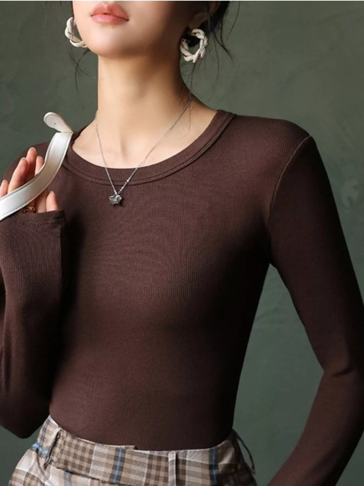 Slim-Fit Long Sleeve Crew Neck T-Shirt — front view