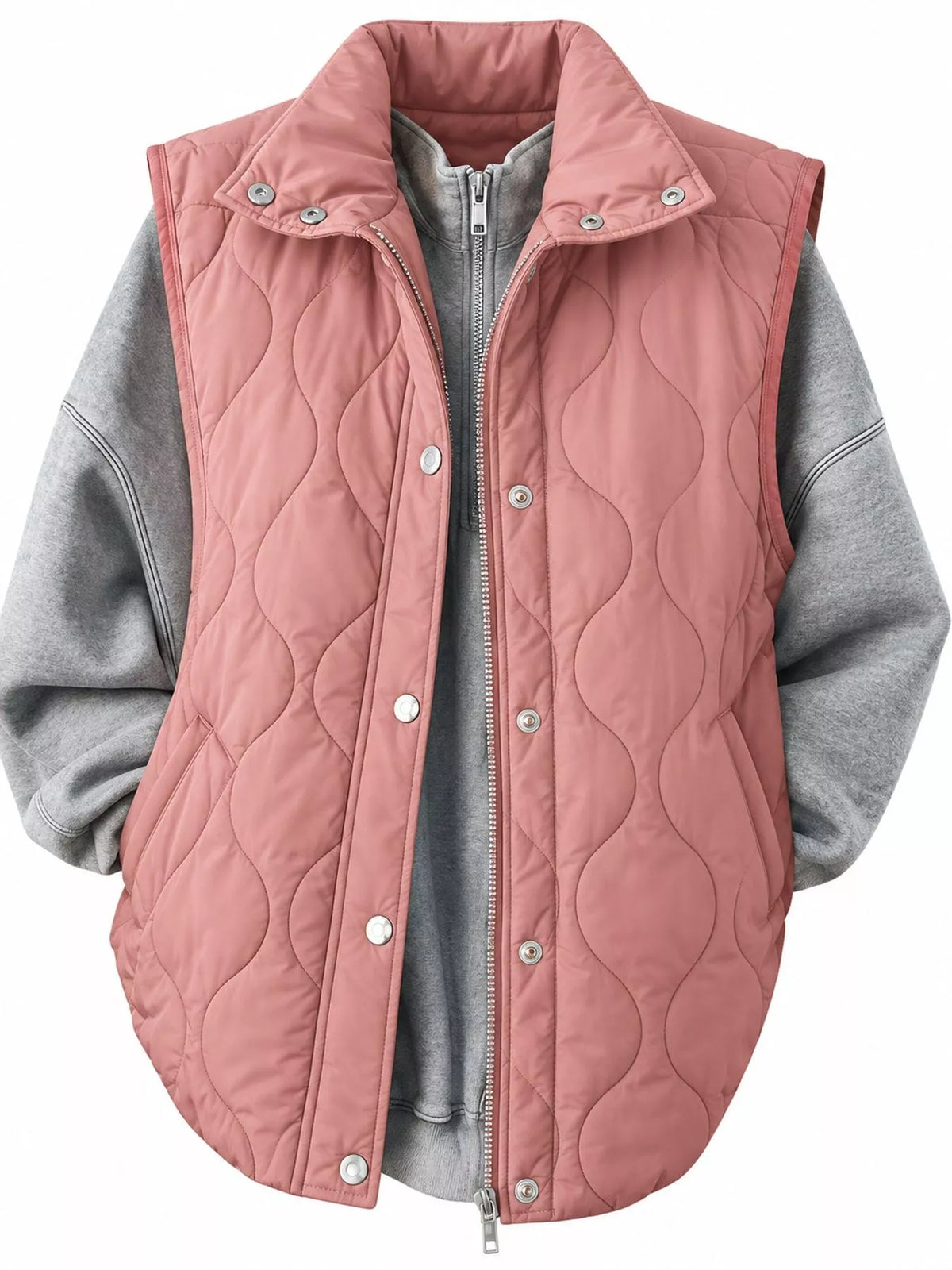 Quilted Snap-Front Vest — front view