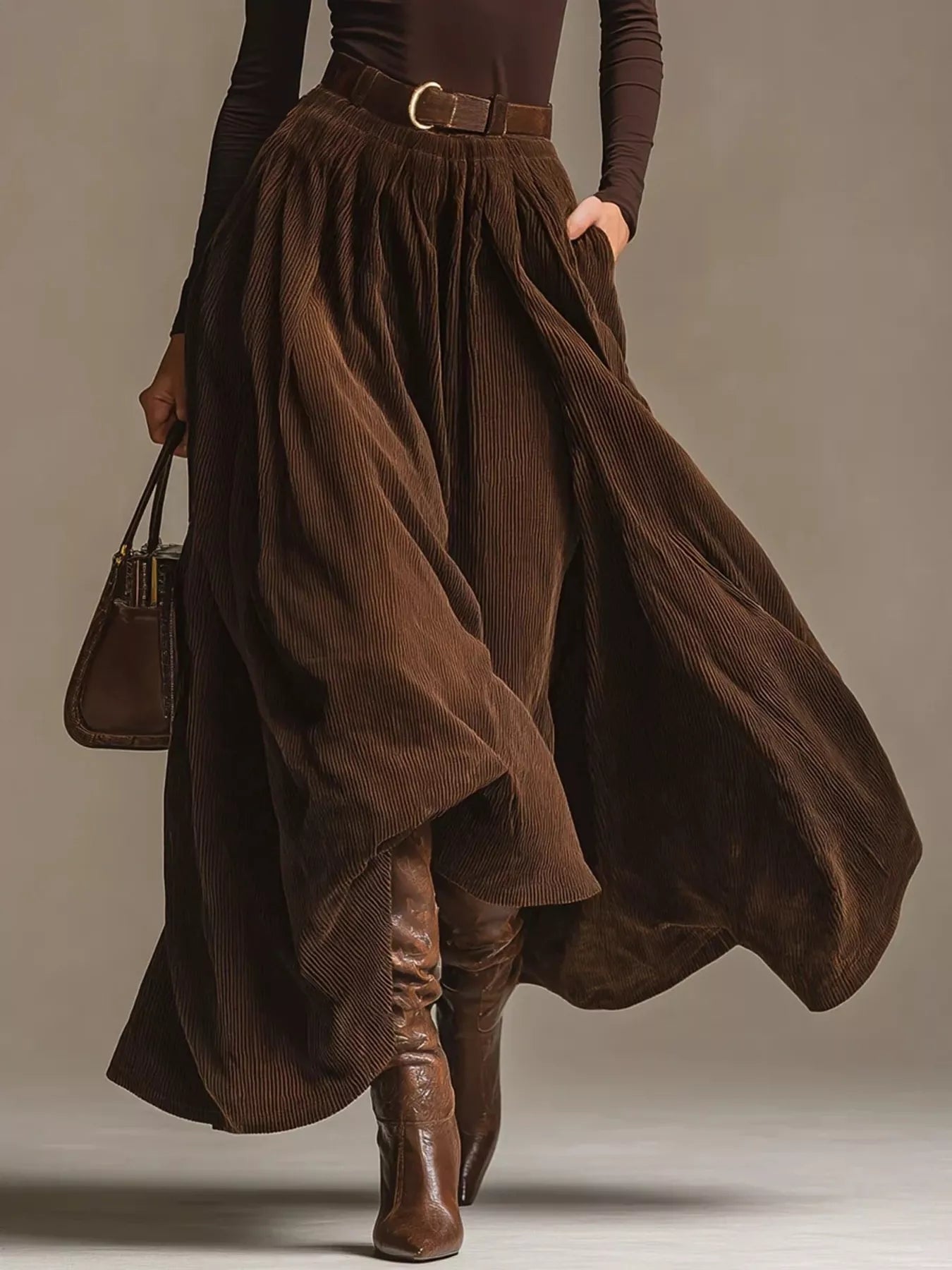 Trendsi Turtleneck Long Sleeve Top and Maxi Skirt Set -