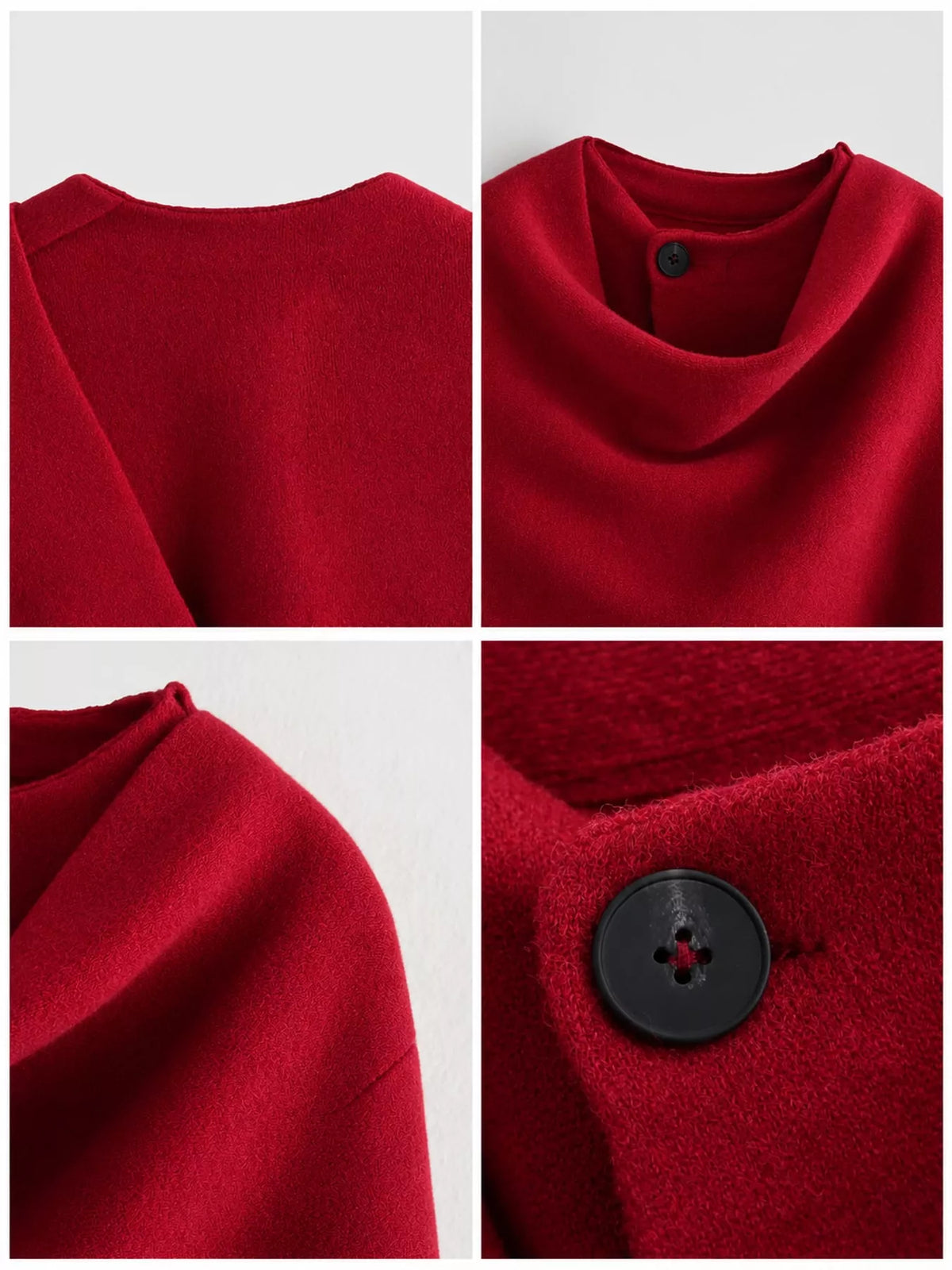 Oversized Drape-Front Knit Cardigan — garment construction details