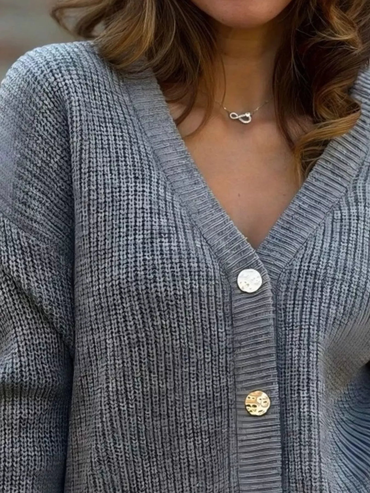 Trendsi Full Size V-Neck Button-Up Cardigan Plus Size -