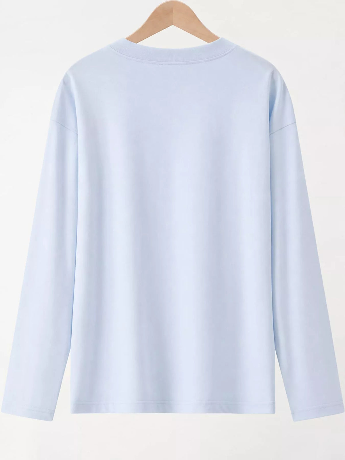 Solid Long-Sleeve Crew Neck T-Shirt — back view