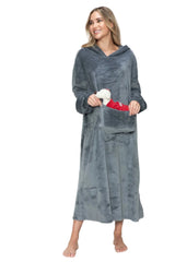 Trendsi Double Take Full Size Pocketed Hooded Midi Lounge Dress -