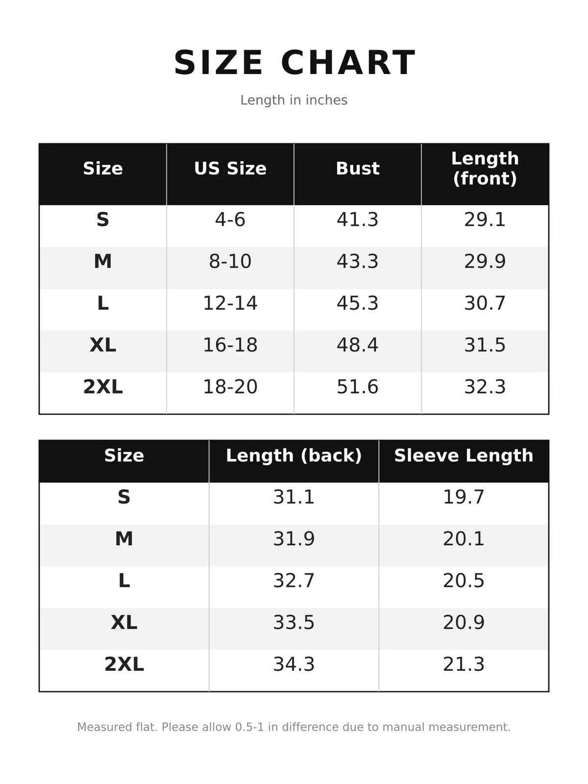 Size chart for women's plaid button down jacket