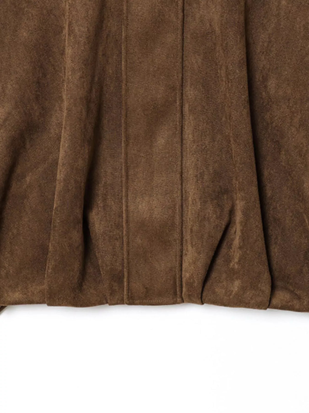 Faux Suede Collared Bomber Jacket — garment construction details
