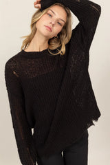 Trendsi HYFVE Distressed Long Sleeve Knit Top - Shirts