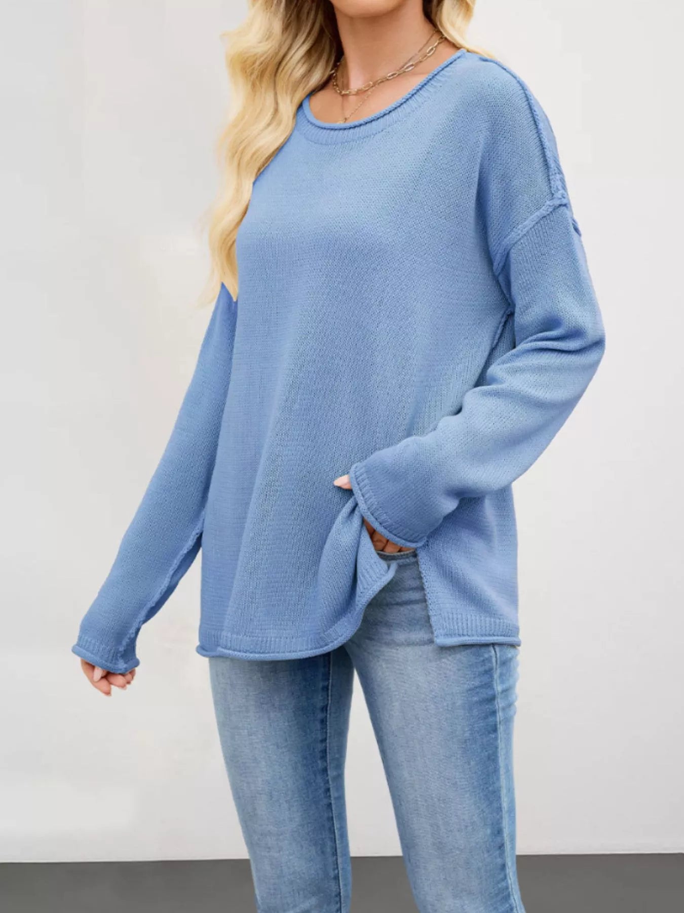 Trendsi Casual Loose-Fit Crew Neck Sweater -