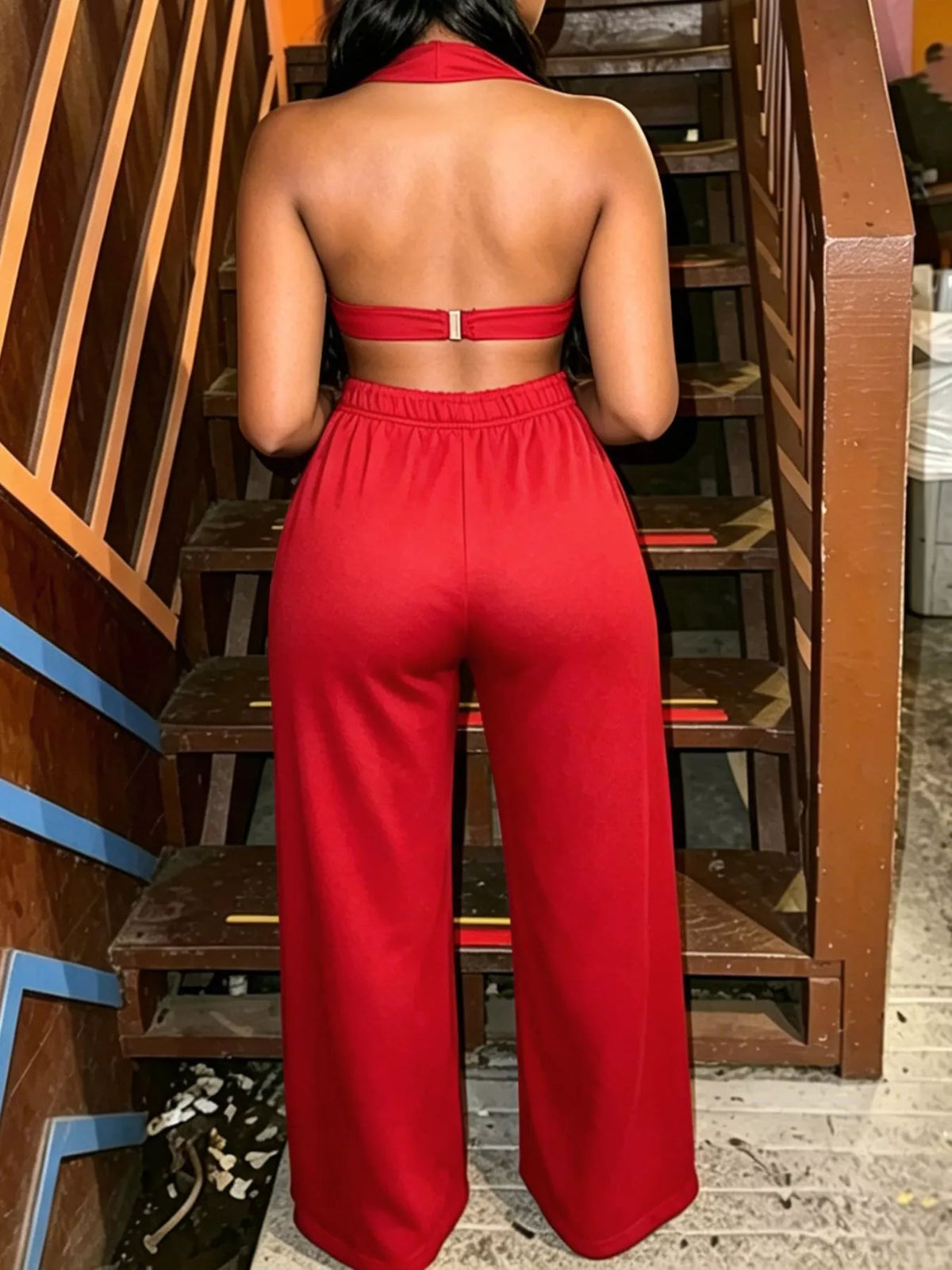 Trendsi Eyelet Crop Top and Wide-Leg Pants Set -