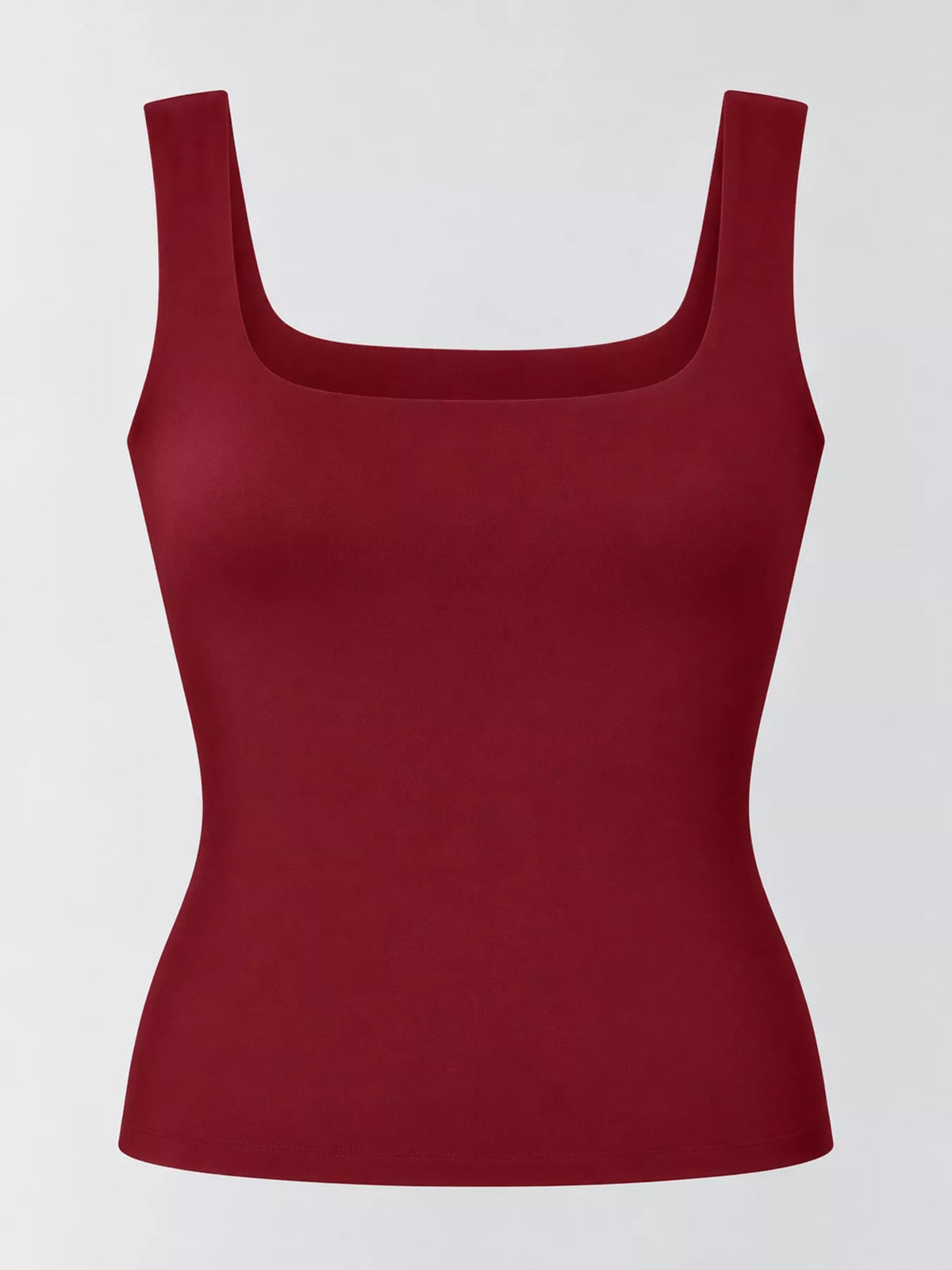 Burgundy square-neck tank, front product view