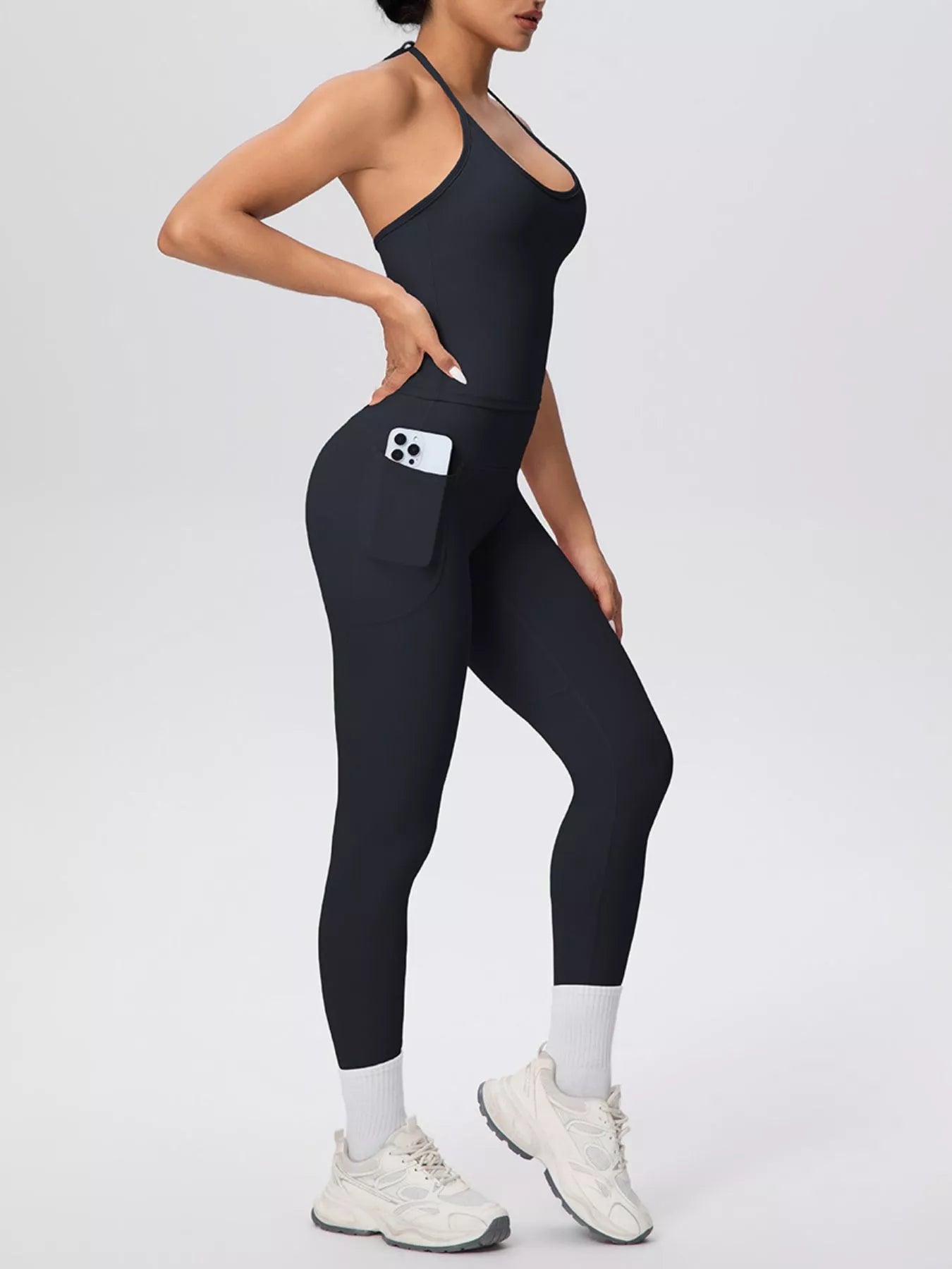 Trendsi Halter Neck Cami and High-Waisted Leggings Active Set -
