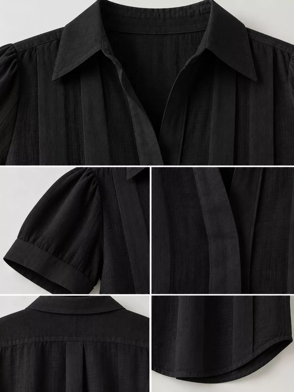 Black button up short sleeve shirt