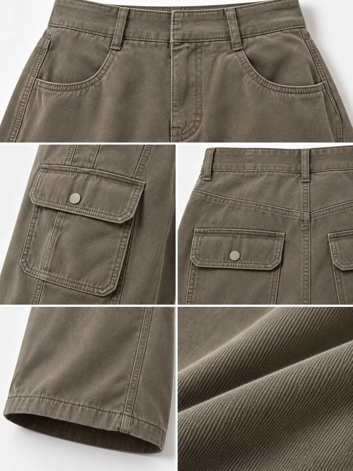 High-Waisted Wide-Leg Cargo Jeans — construction details