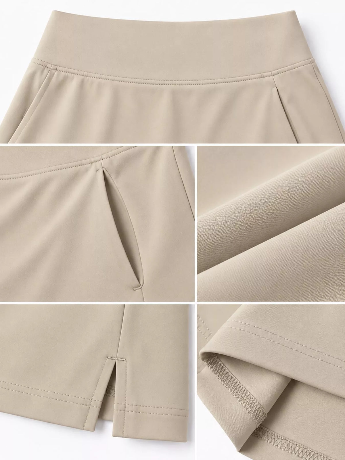 High-Waisted Athletic Skort with Side Pockets — garment construction details
