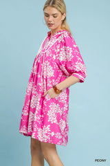 Trendsi Umgee Floral Babydoll Dress with Pockets -