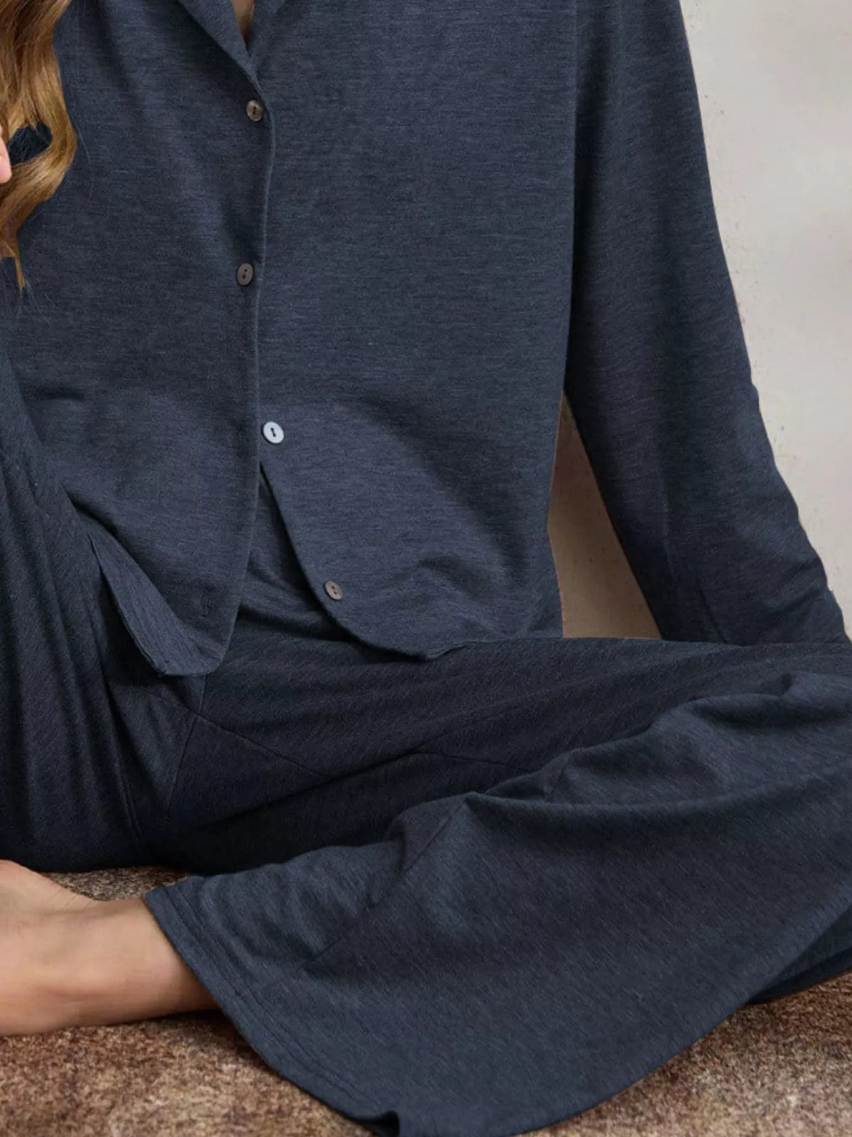 Trendsi Button-Down Top and Wide-Leg Pants Lounge Set -