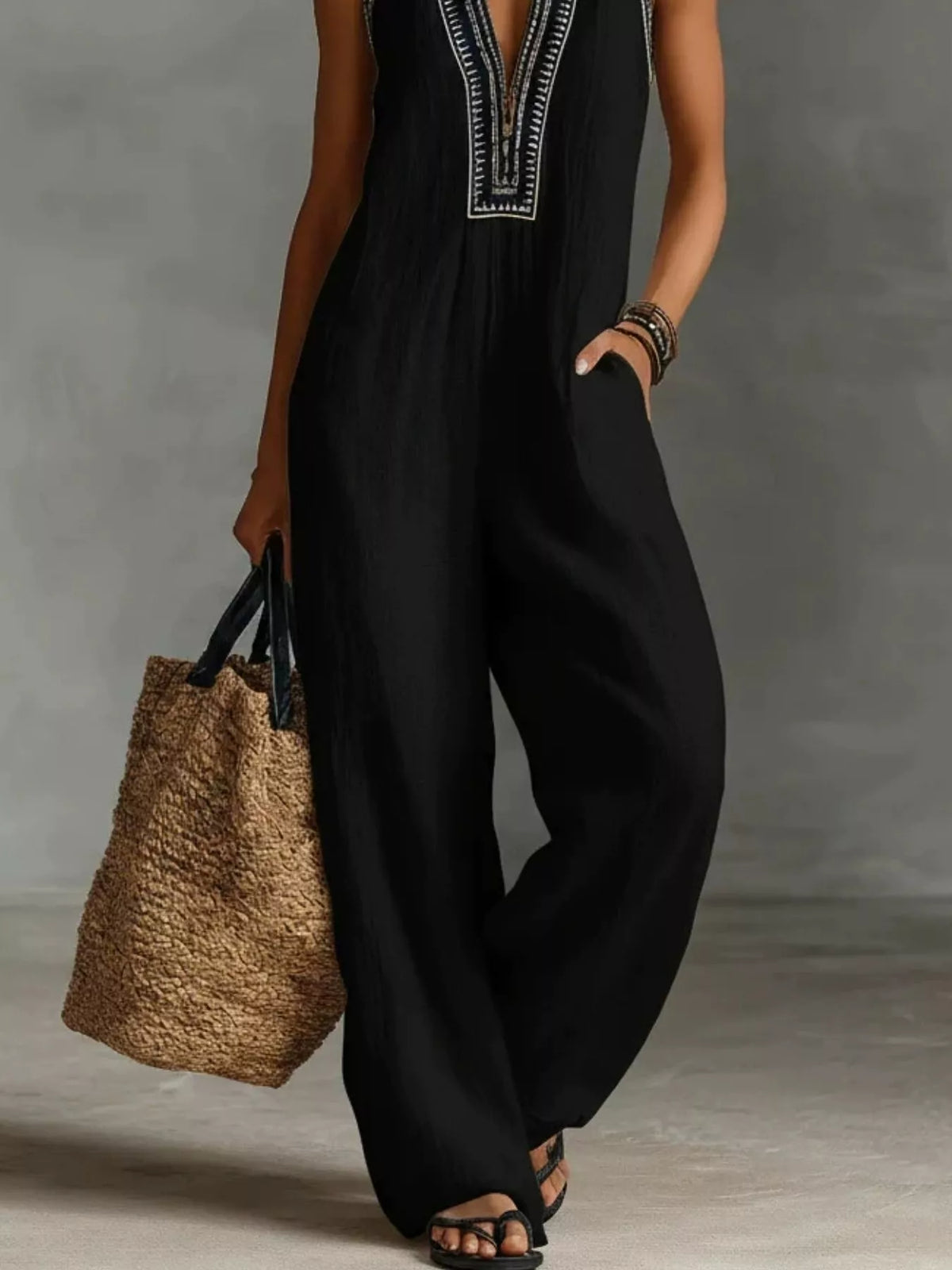 Trendsi Full Size Sleeveless Wide-Leg Jumpsuit Plus Size -