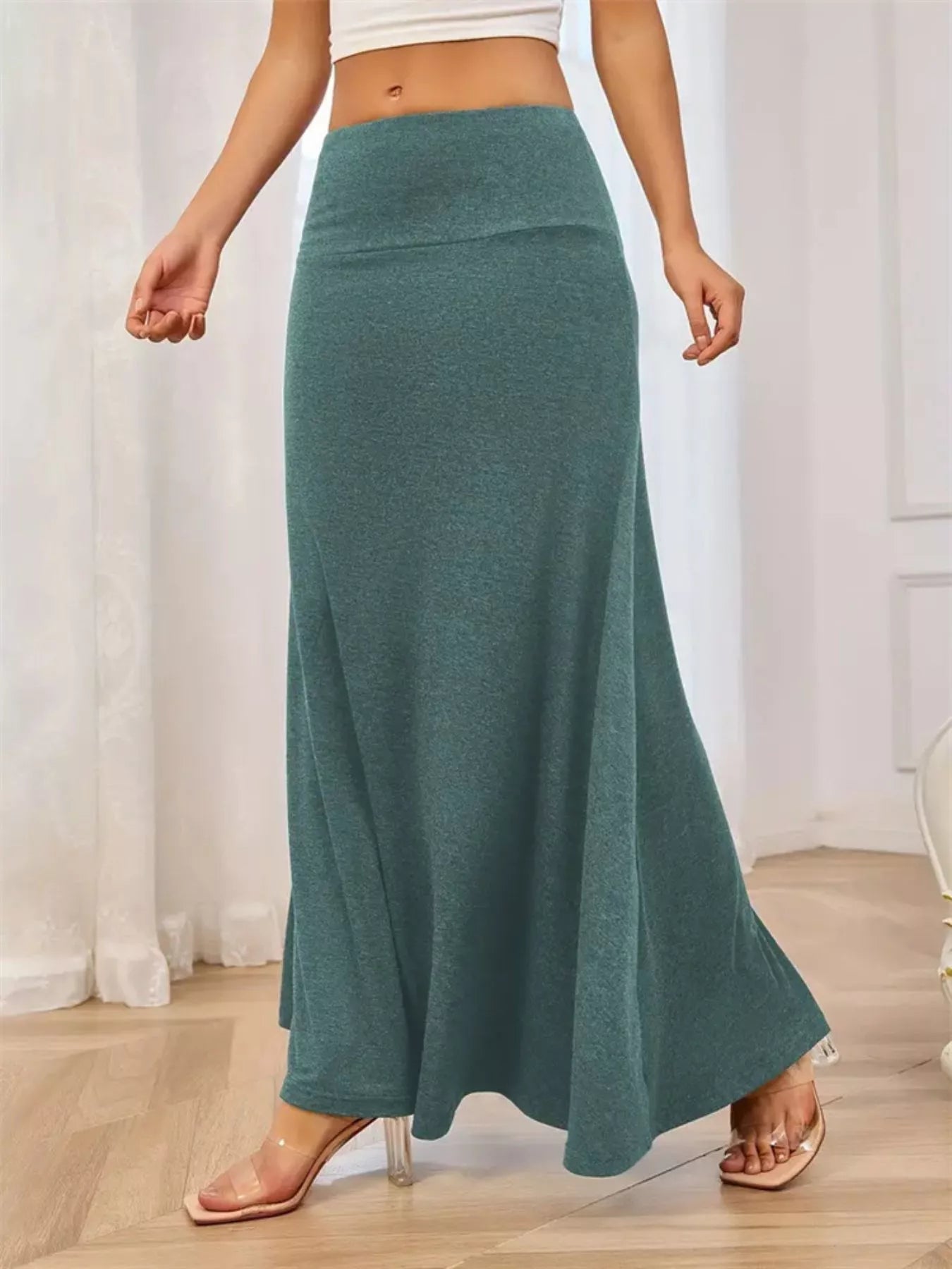 Trendsi Flowy Maxi Skirt with Wide Waistband -