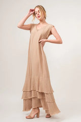 Trendsi And The Why Washed Fringe Detail Tiered Dress -