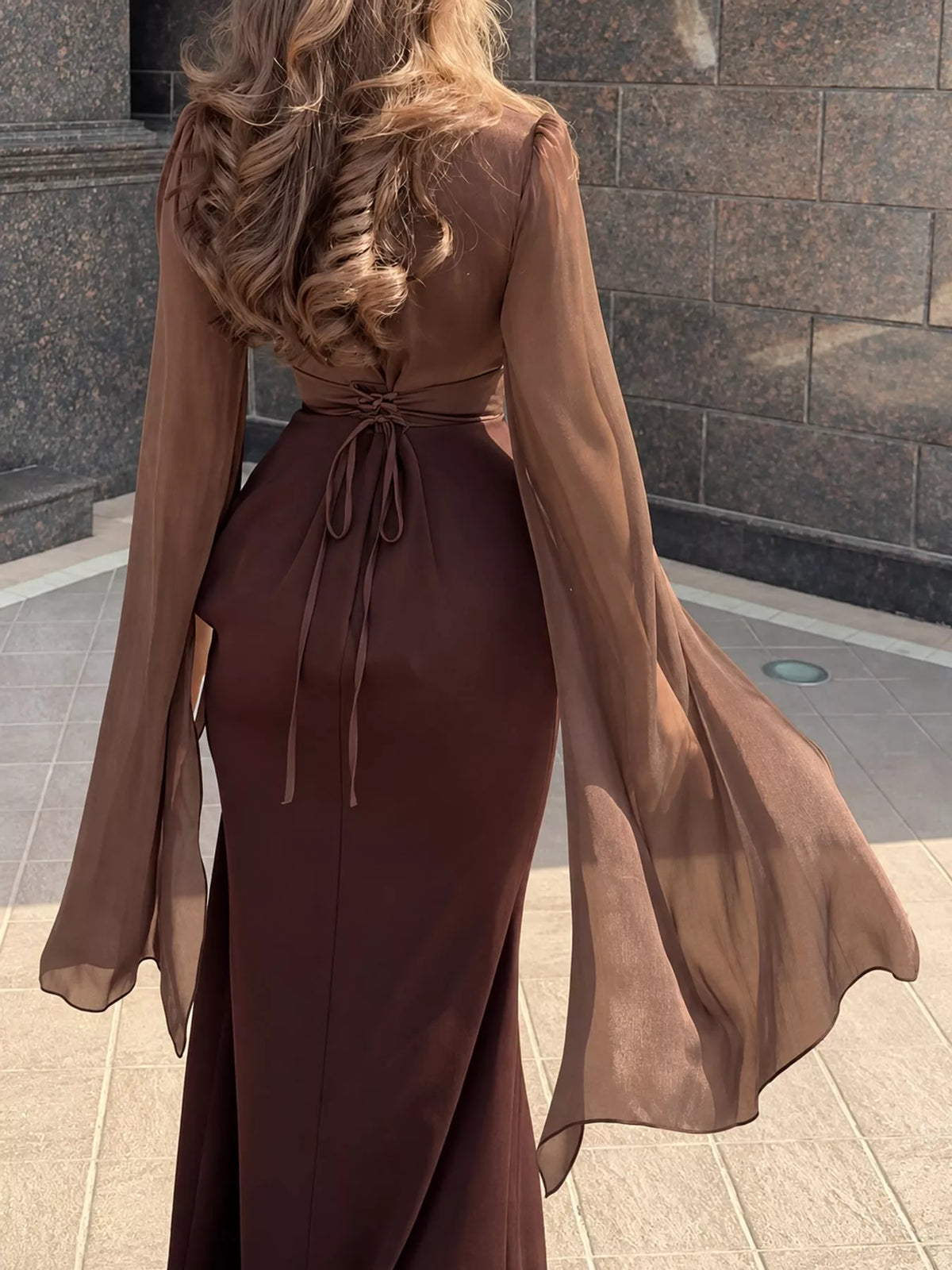 Round Neck Maxi Dress — back view