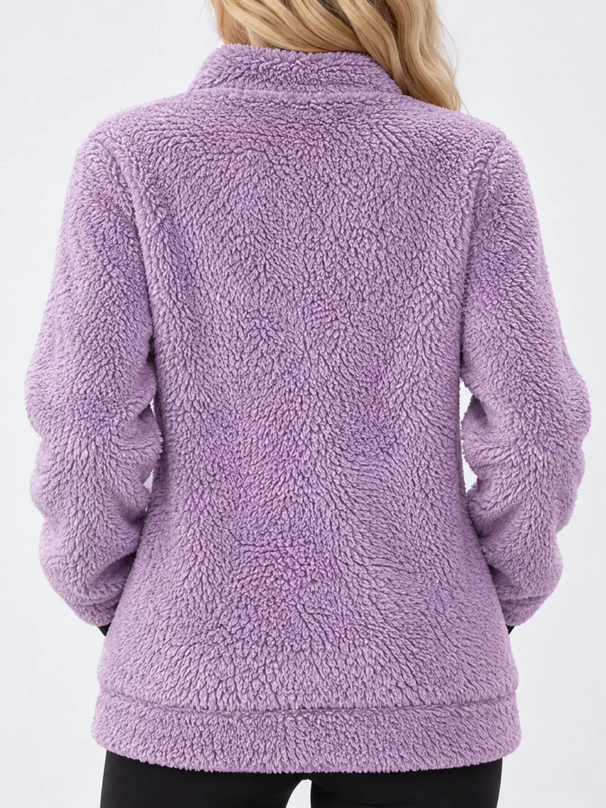 Contrast-trim fleece jacket, lilac back