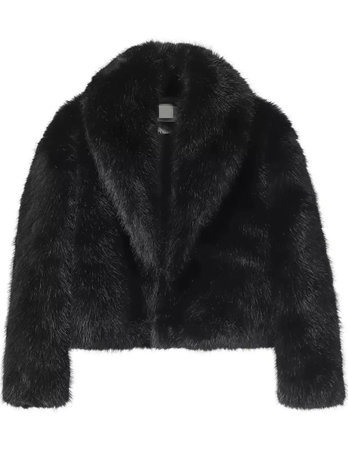 Faux Fur Cropped Coat in black