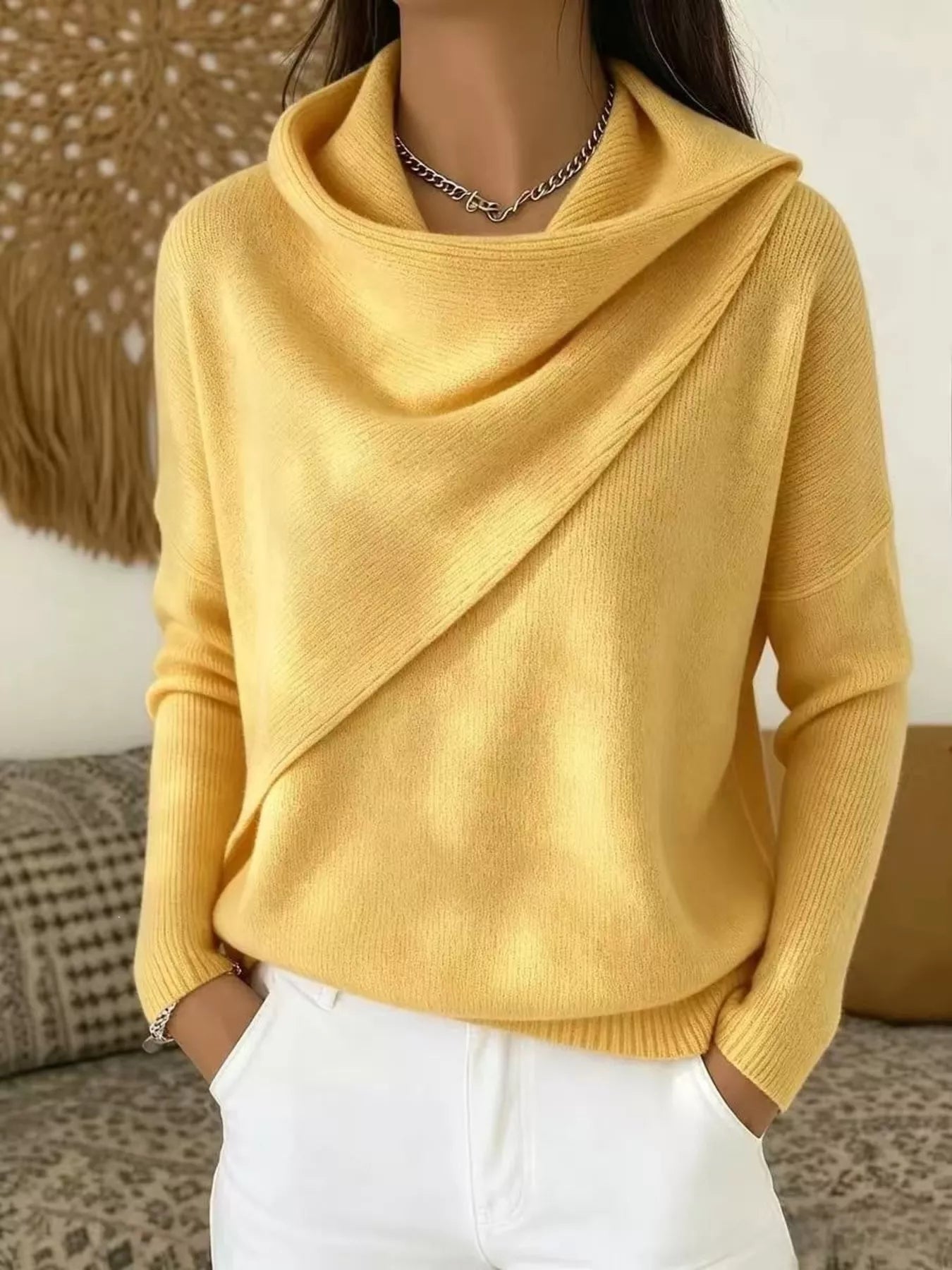 Trendsi Full Size Solid Color Cowl Neck Sweater Plus Size -