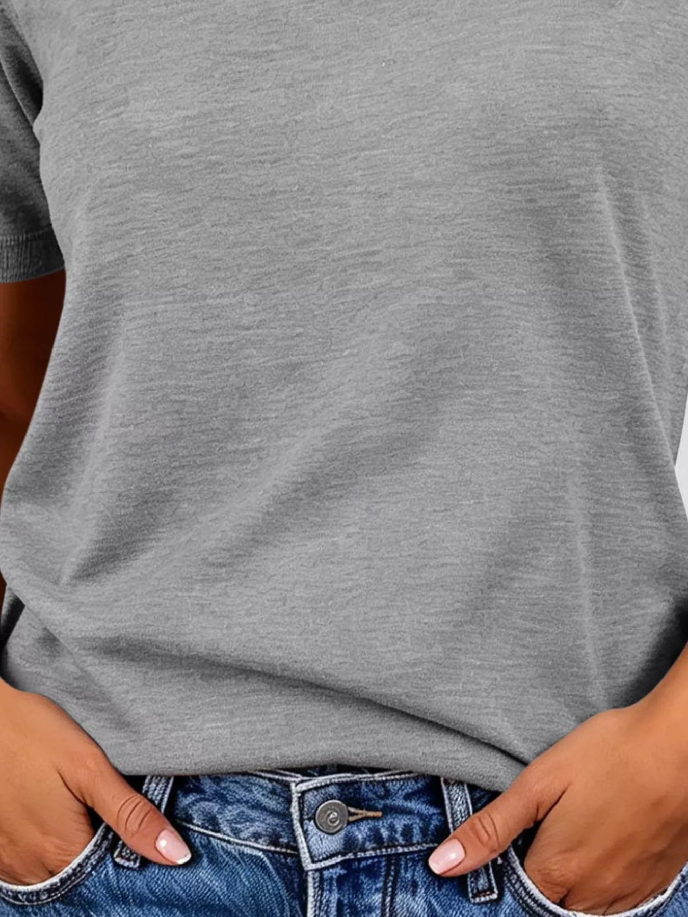 Trendsi Classic Crew Neck Short Sleeve Knit Top -