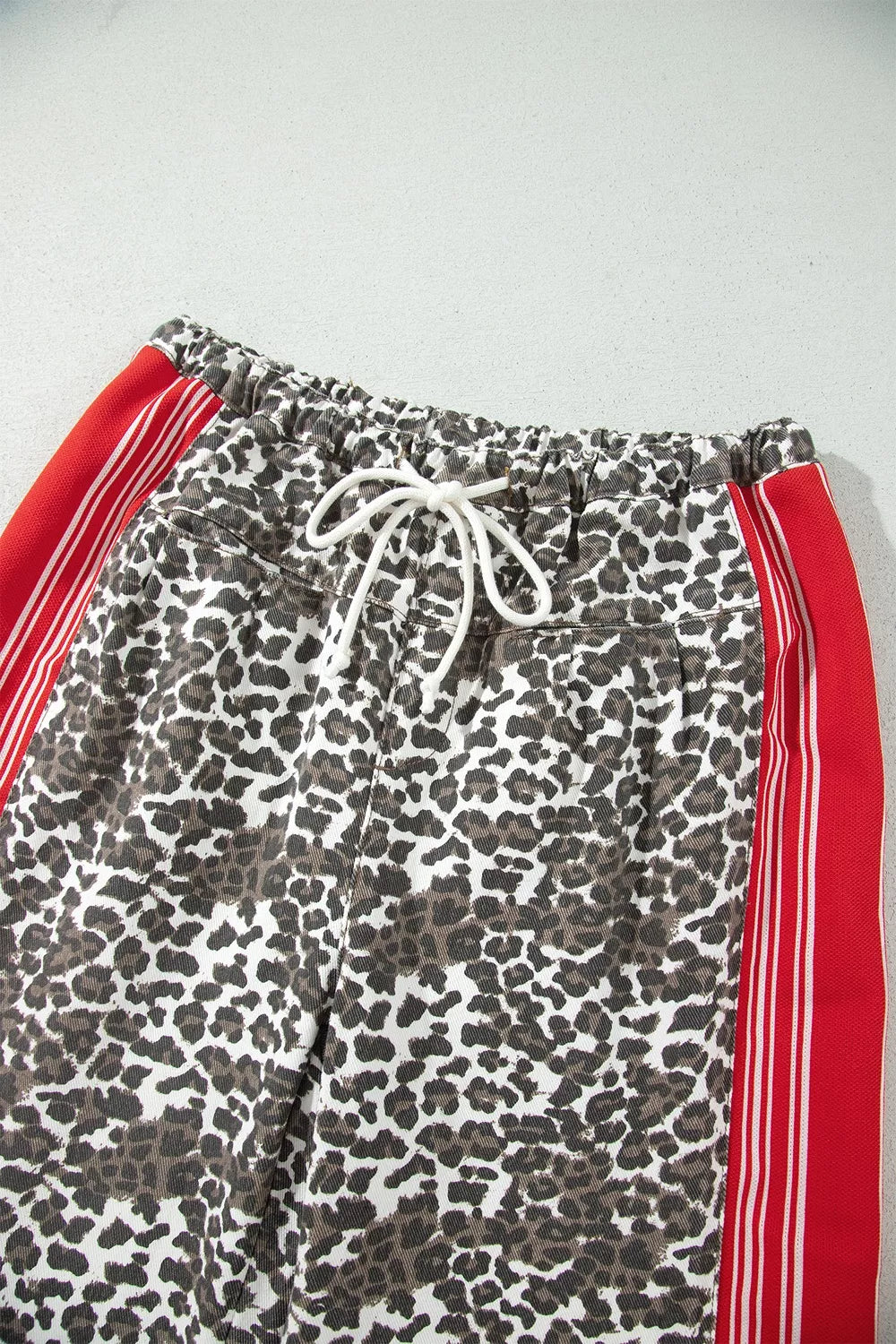 Trendsi Leopard Patchwork Elastic Waist Jeans -