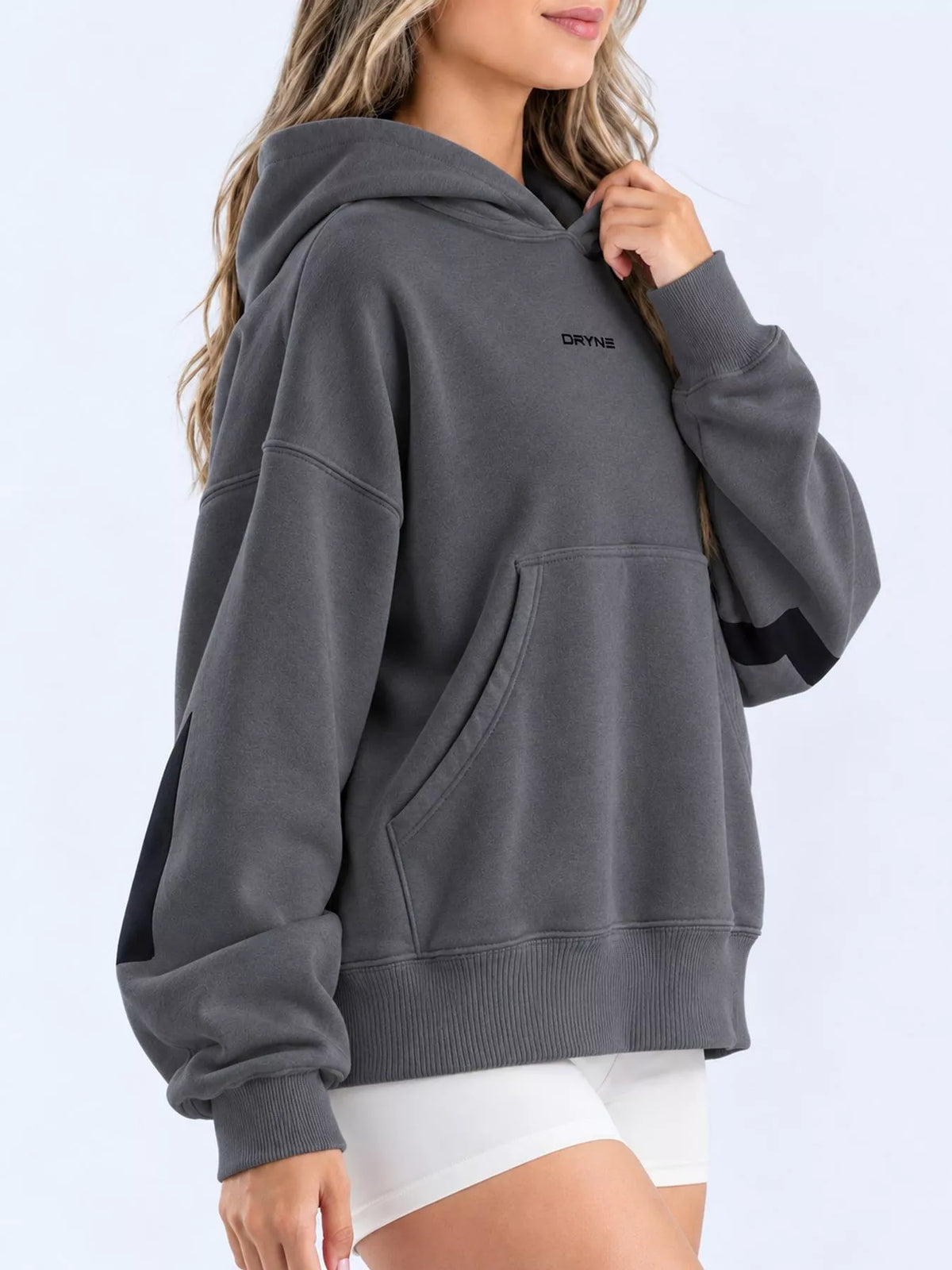 Letter-Back Kangaroo Pocket Hoodie — side view