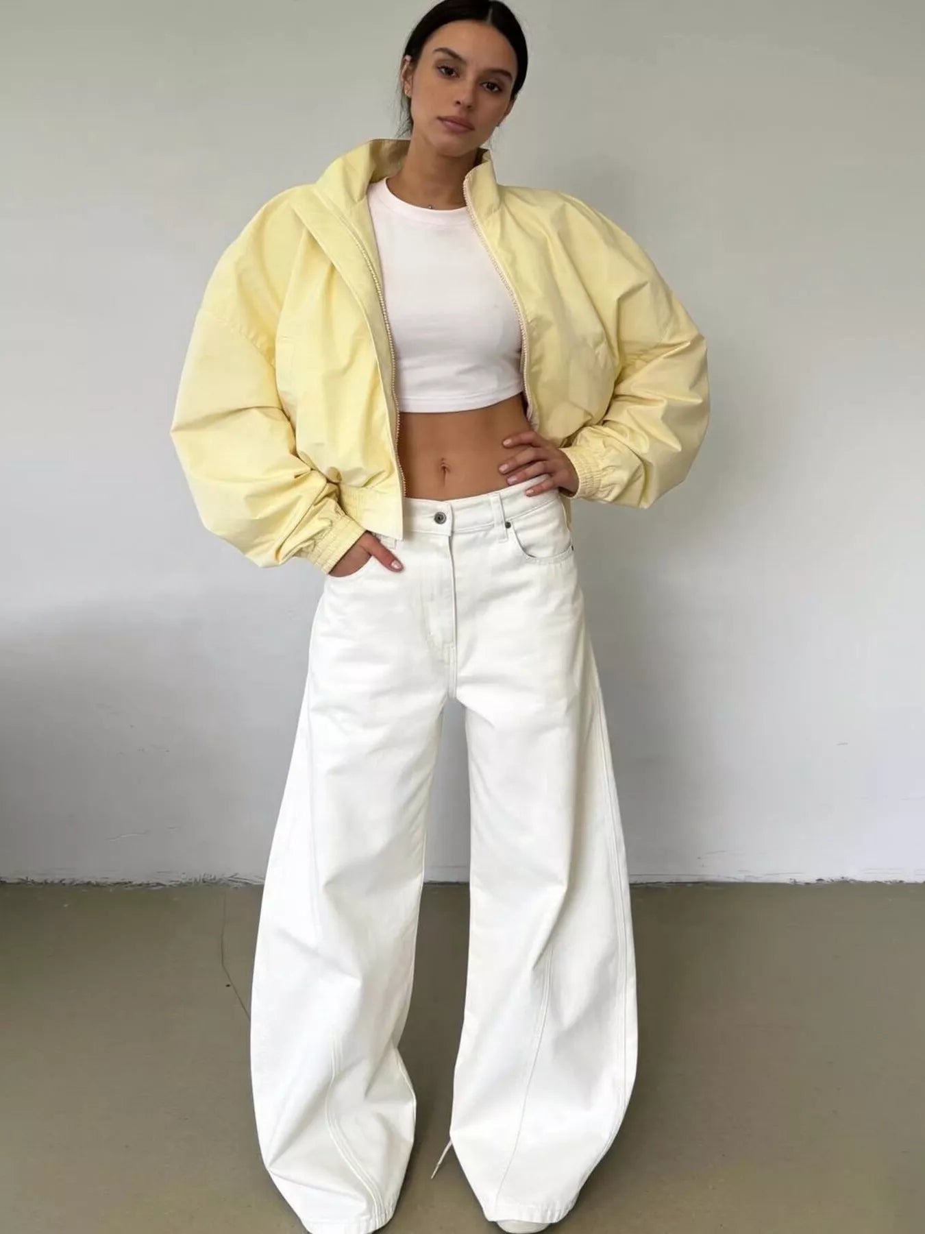 Trendsi Zip Up Oversized Bomber Jacket -