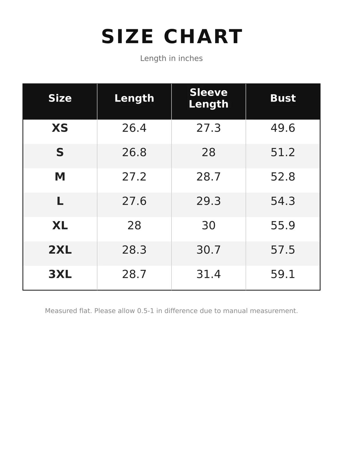 Letter Graphic Color-Block Jacket — size and measurement chart