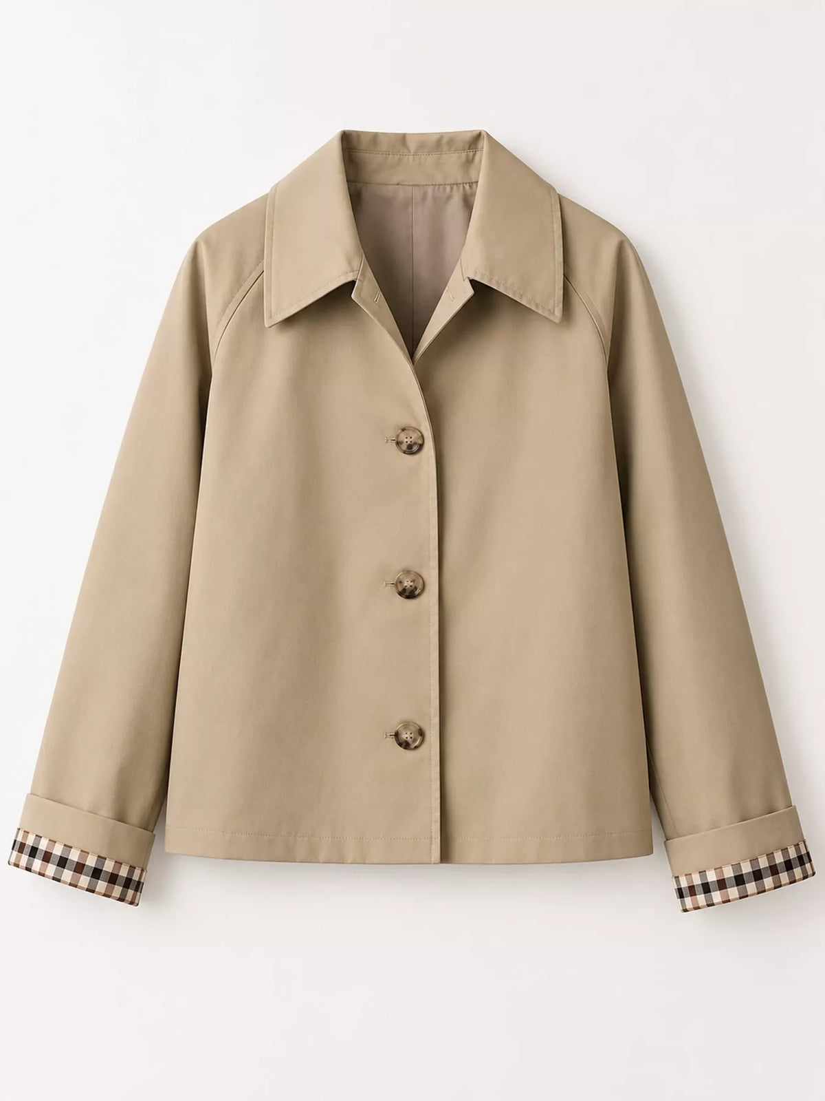 Cropped trench jacket, khaki hanging front
