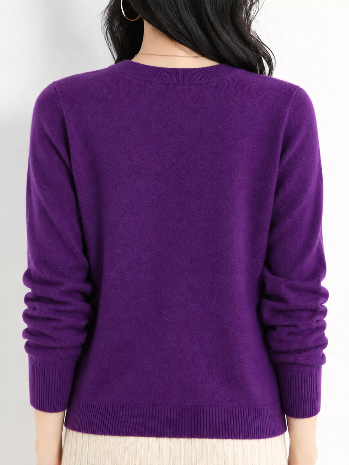 Crew Neck Long Sleeve Sweater — back view