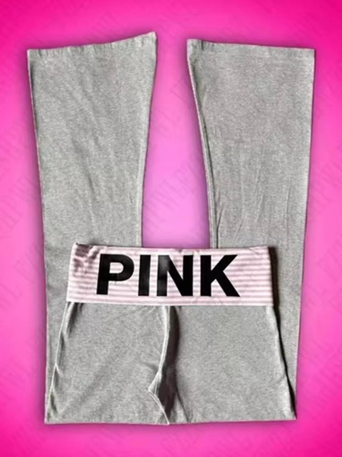 Pink 3 fold-over waist flared pants