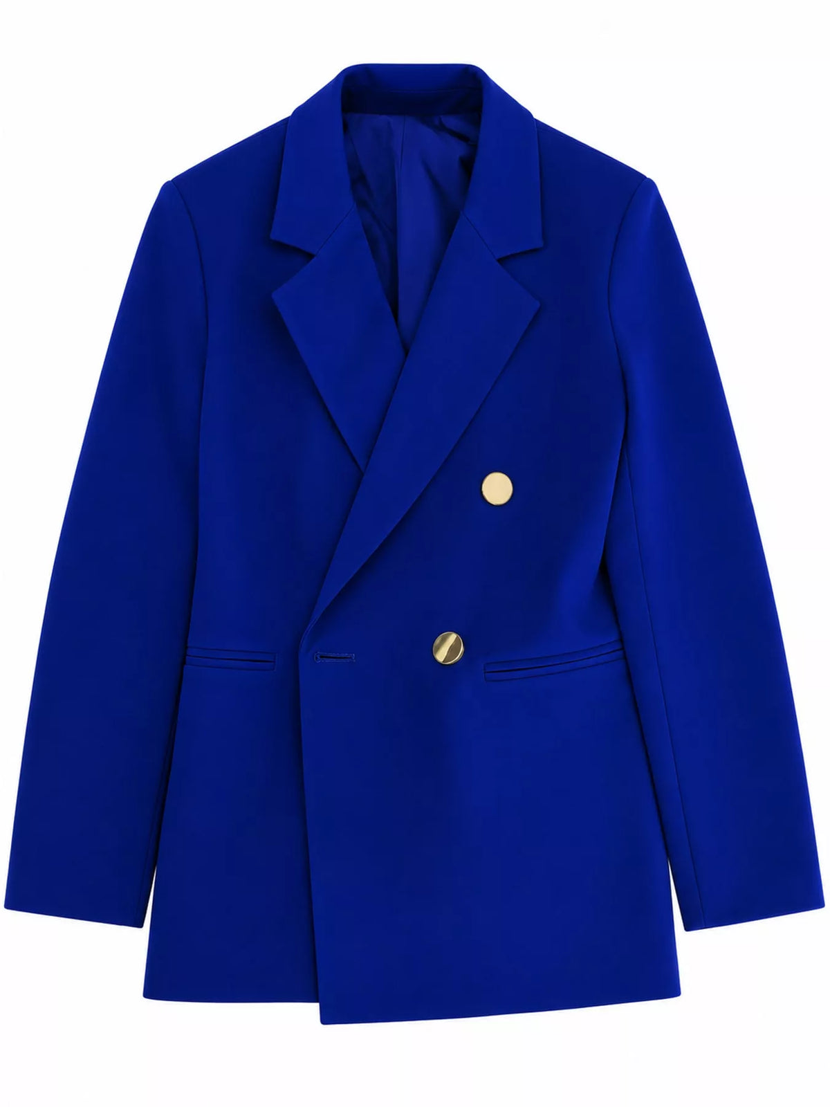Royal blue double-breasted lapel collar blazer