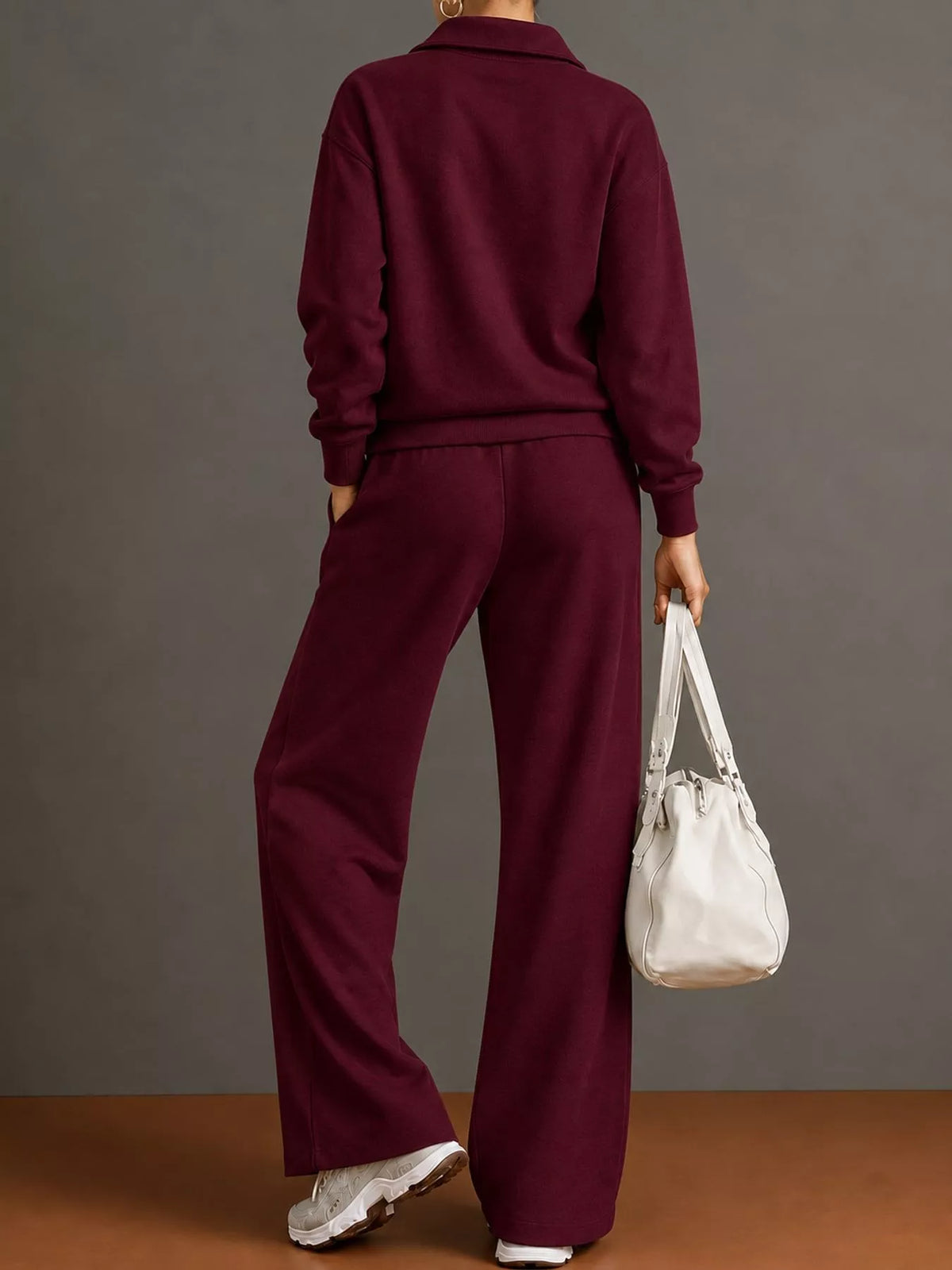 Collared long sleeve outfit set, back view