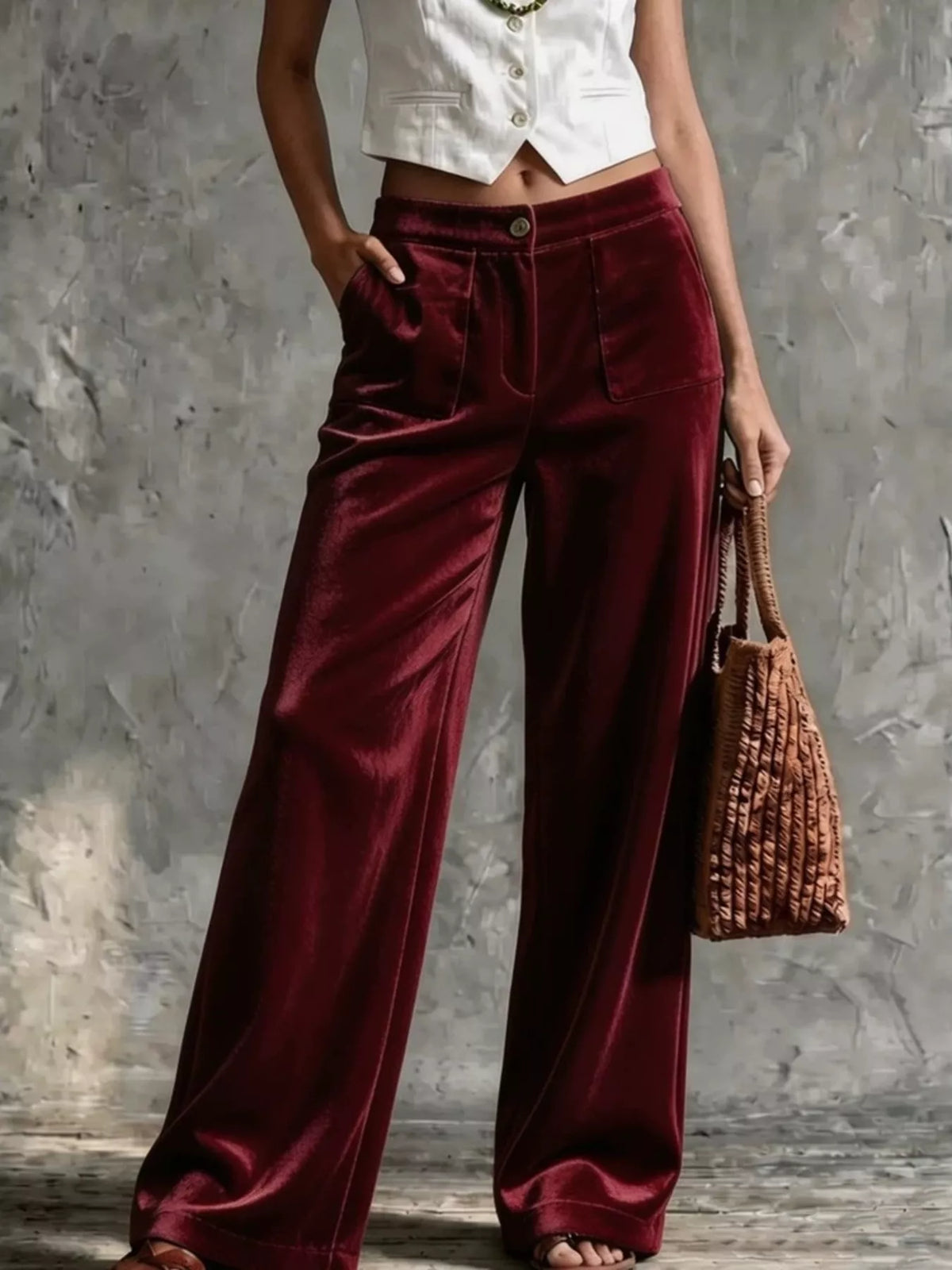Trendsi Full Size Velvet Wide-Leg Pants Plus Size -