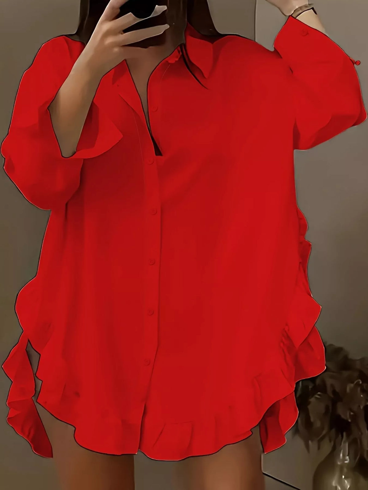 Red long-sleeve shirt