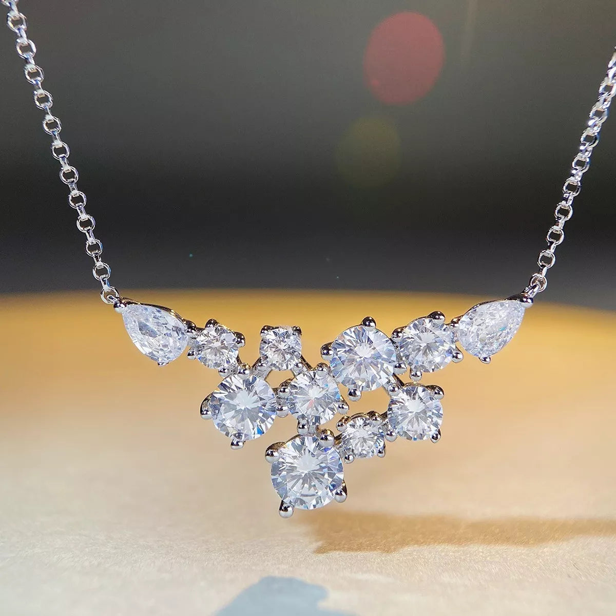 Trendsi 925 Sterling Silver Zircon Pendant Necklace -