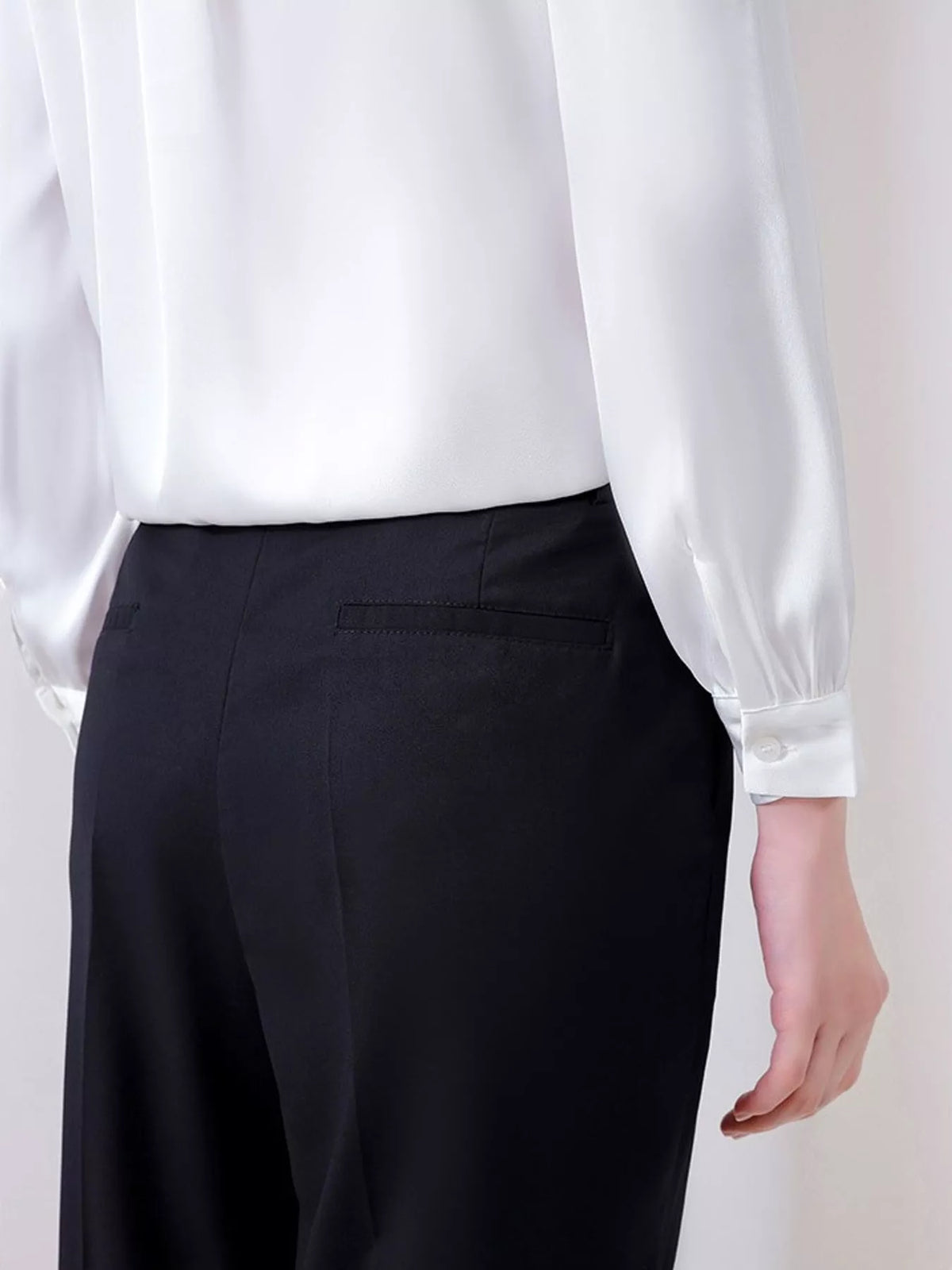 White tie front shirt, back view