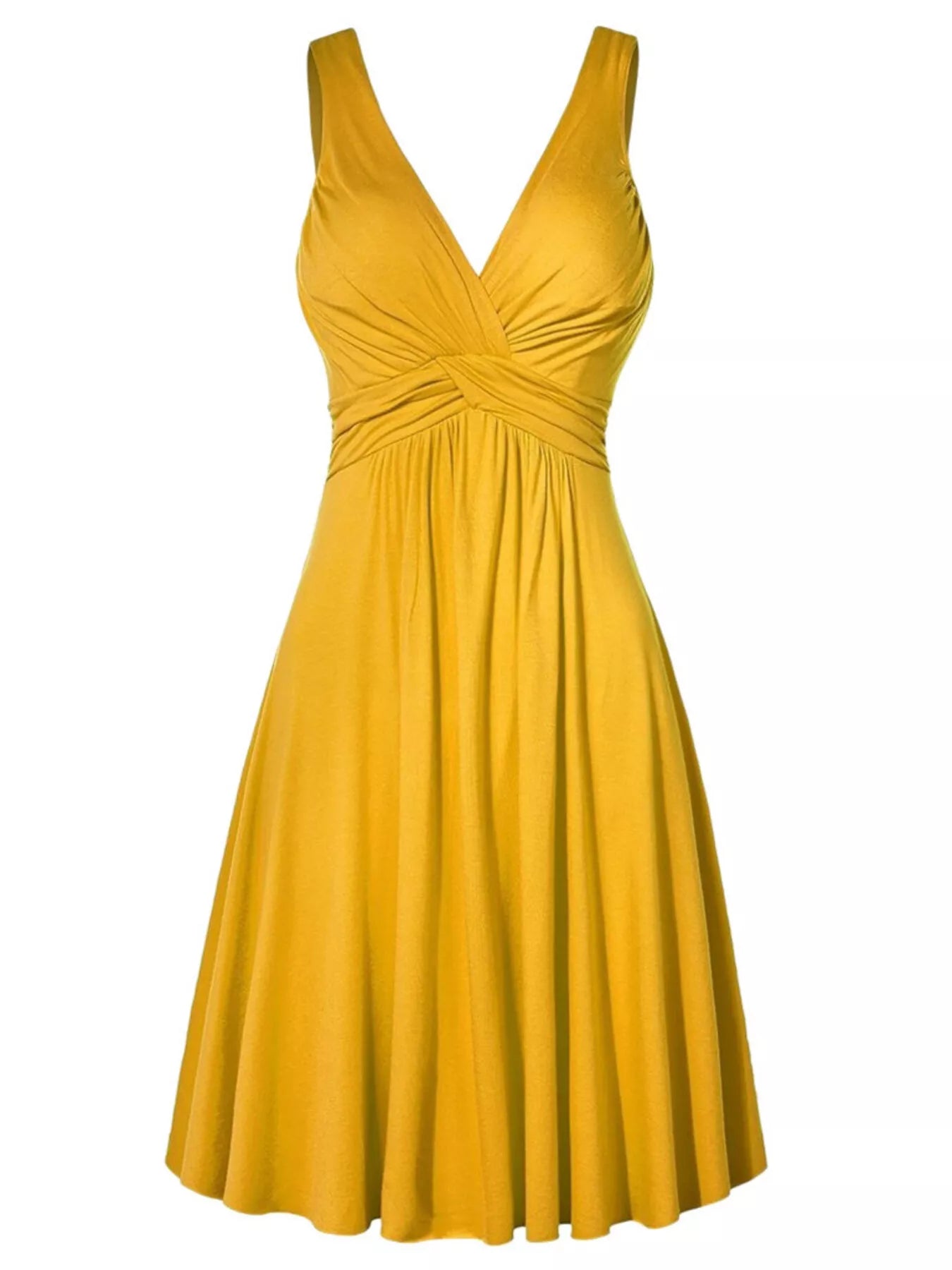 Trendsi Full Size Twisted Sleeveless Ruched Waist A-Line Dress Plus Size -
