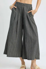 Trendsi Umgee Pinstripe Crop Palazzo Pants -