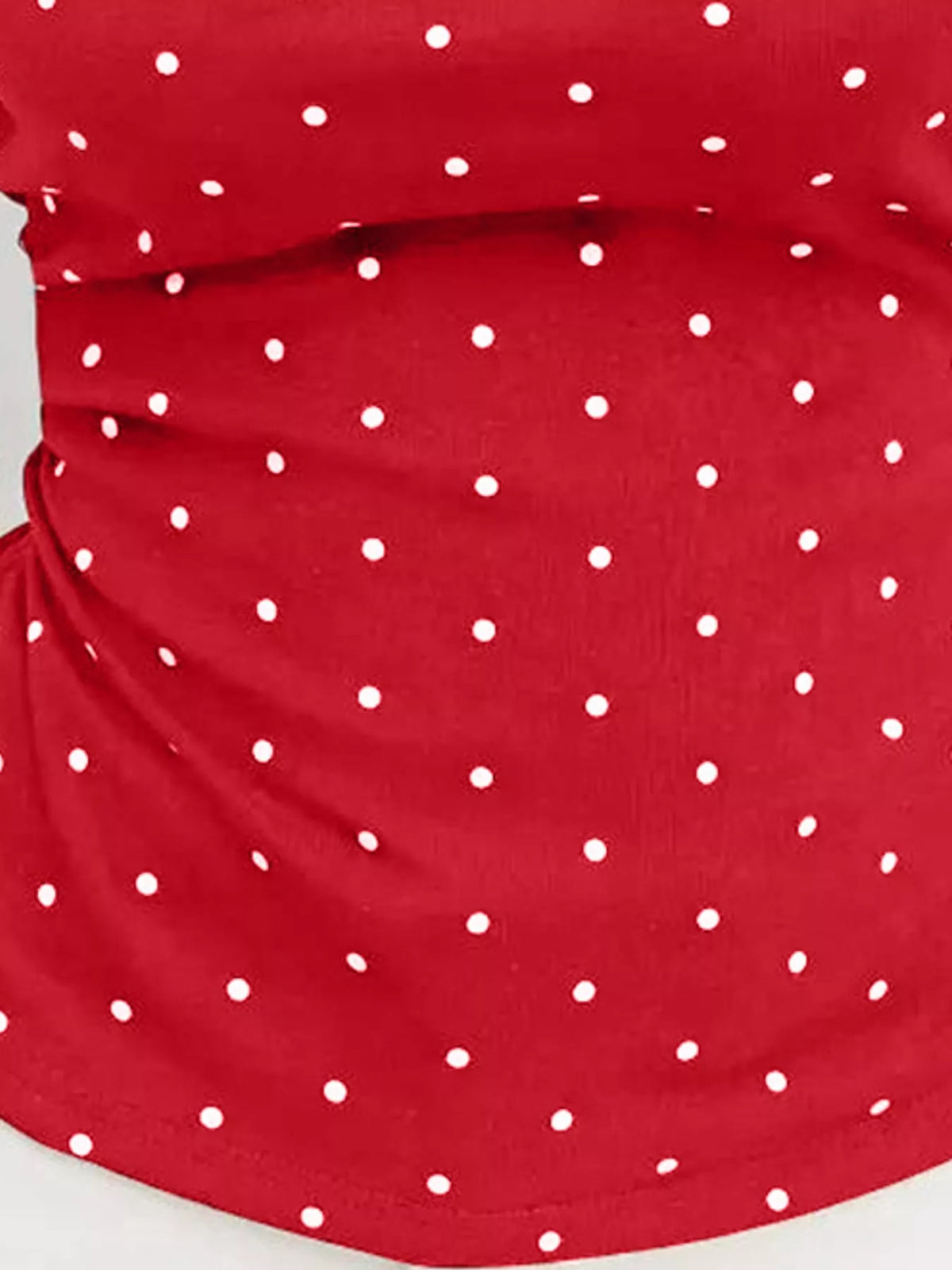 Polka Dot Print Sleeveless Tank Top with Tie Back, detail view in red and white