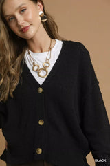 Trendsi Umgee Button-Front V-Neck Knit Cardigan -